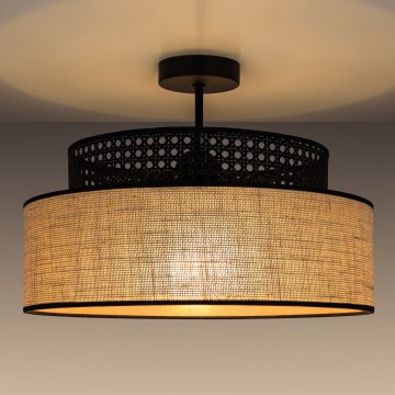 Lámpara de techo BOHO 1xE27/60W/230V diá. 40 cm negro/ratán