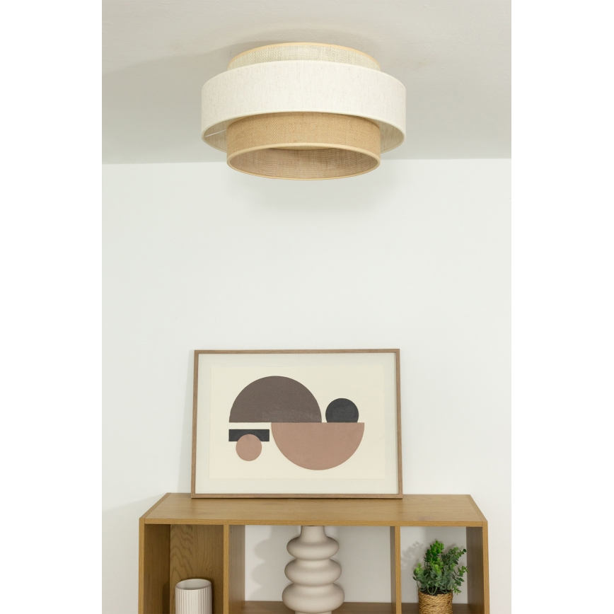 Lámpara de techo BOHO 1xE27/60W/230V diámetro 40 cm blanco/jute