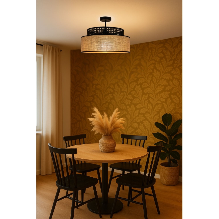 Lámpara de techo BOHO 1xE27/60W/230V negro/ratán