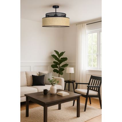 Lámpara de techo BOHO 1xE27/60W/230V negro/ratán