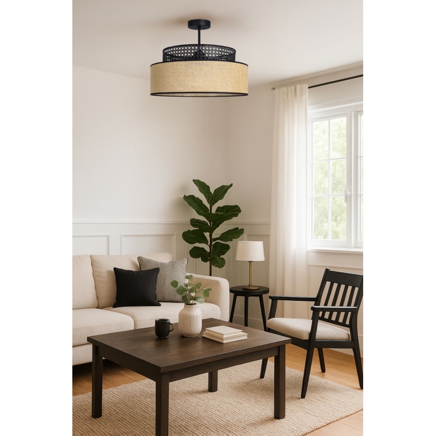 Lámpara de techo BOHO 1xE27/60W/230V negro/ratán