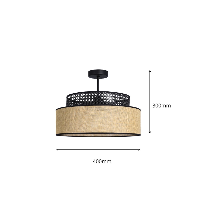 Lámpara de techo BOHO 1xE27/60W/230V negro/ratán