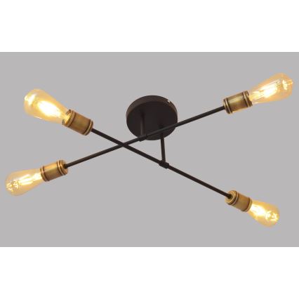 Lámpara de techo CAMBRIDGE 4xE27/20W/230V negro/dorado