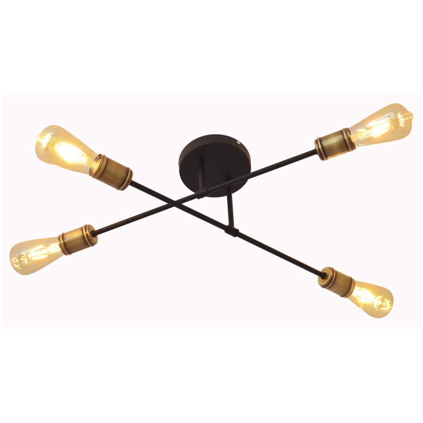 Lámpara de techo CAMBRIDGE 4xE27/20W/230V negro/dorado