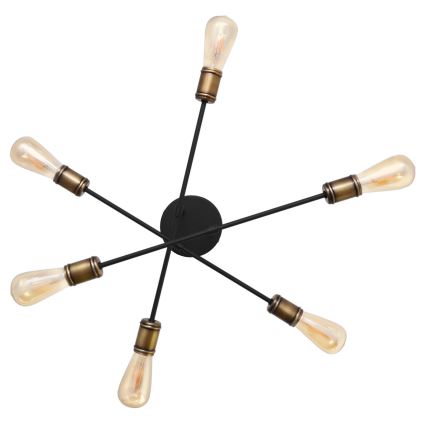 Lámpara de techo CAMBRIDGE 6xE27/20W/230V negro/dorado