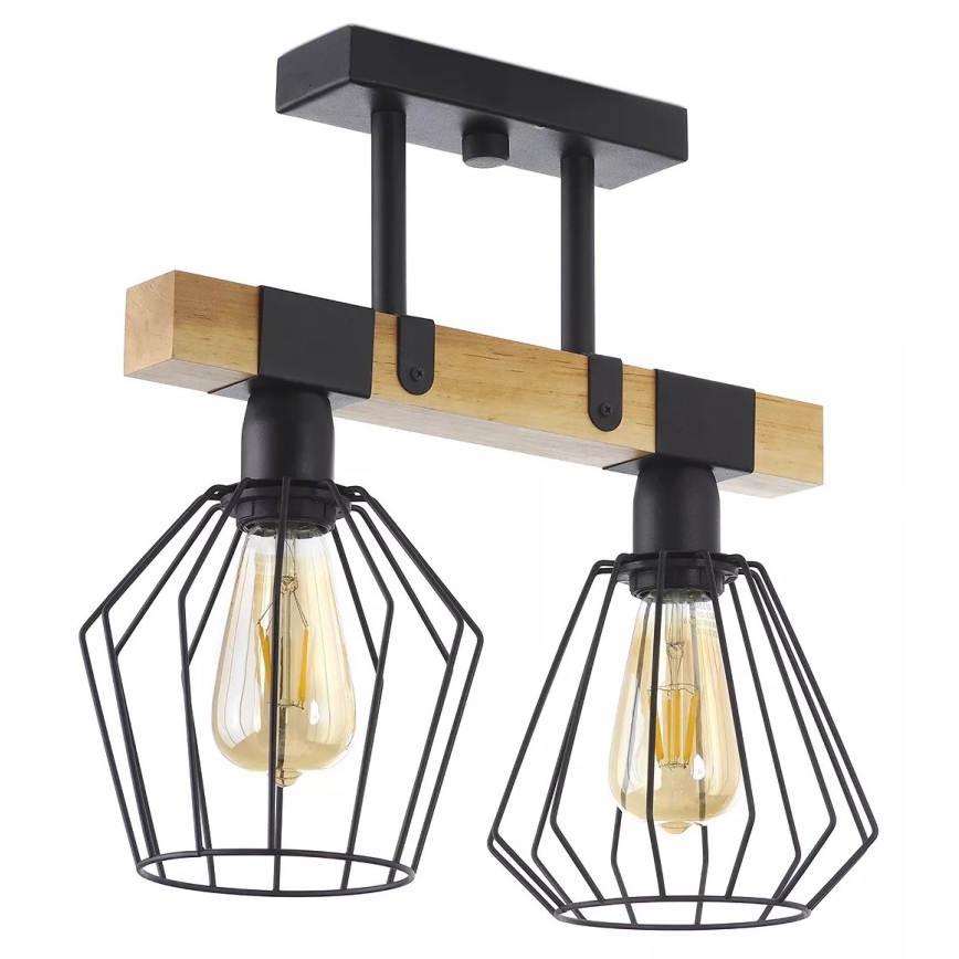 Lámpara de techo CAMEROON 2xE27/60W/230V negro/madera