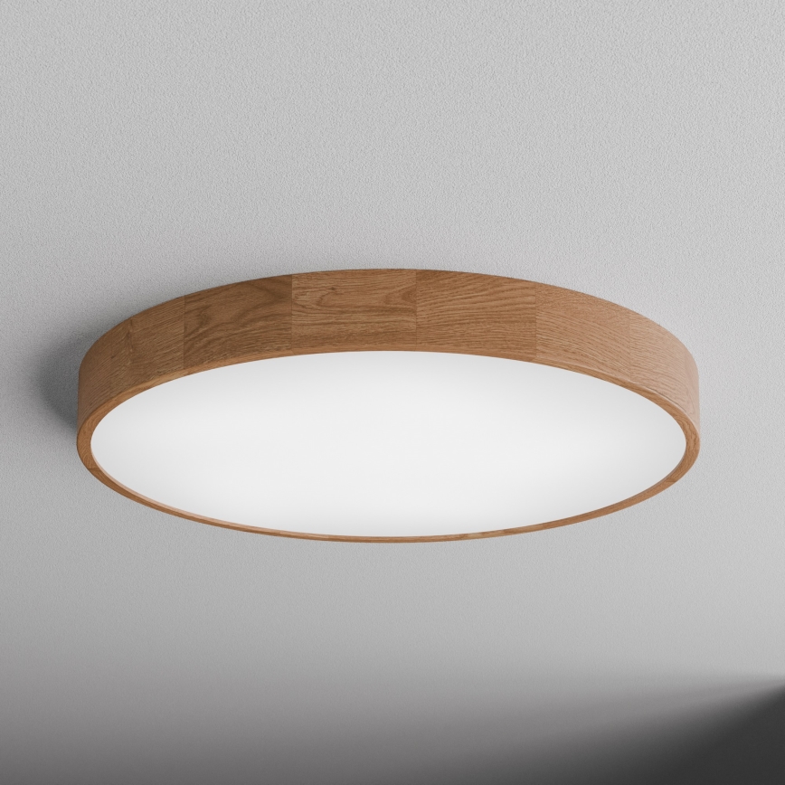 Lámpara de techo CLEO con sensor, 6x E27/24W/230V, diámetro 80 cm, acabado en roble