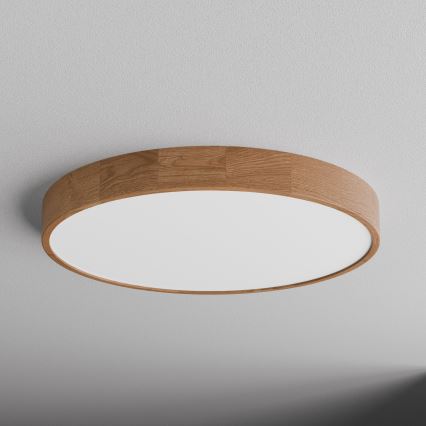 Lámpara de techo CLEO con sensor, 6x E27/24W/230V, diámetro 80 cm, acabado en roble