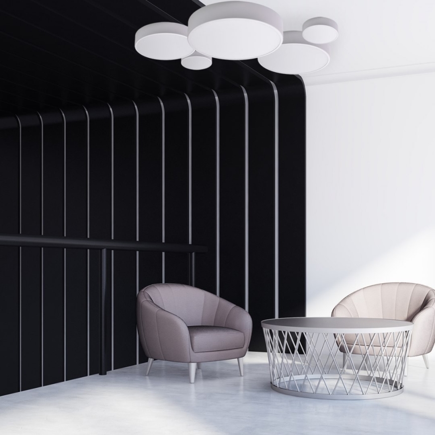 Lámpara de techo CLEO con sensor de movimiento y detector crepuscular 1xE27/40W/230V, de 20 cm de diámetro, blanca