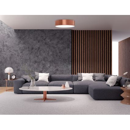 Lámpara de techo CLEO con sensor de movimiento y de crepúsculo, 2xE27/24W/230V, Ø 30 cm, acabado en cobre