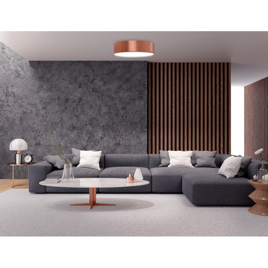 Lámpara de techo CLEO con sensor de movimiento y de crepúsculo, 2xE27/24W/230V, Ø 30 cm, acabado en cobre