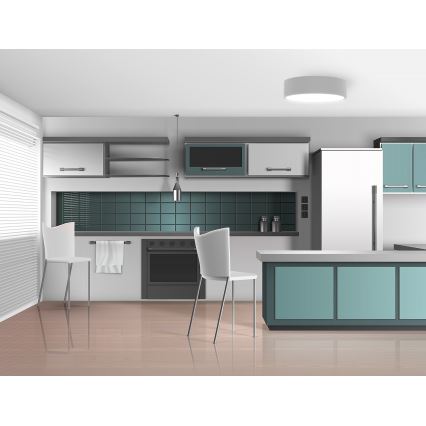 Lámpara de techo CLEO con sensor de movimiento y crepúsculo 3xE27/24W/230V, diámetro 40 cm, gris