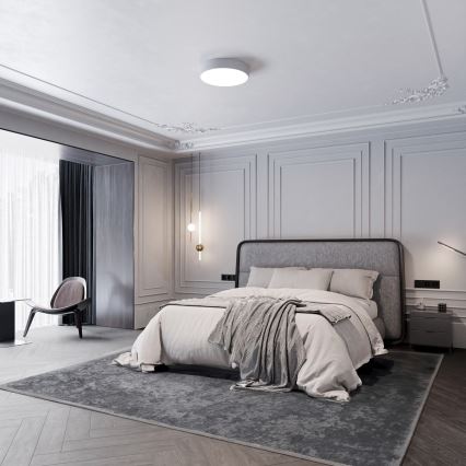 Lámpara de techo CLEO con sensor de movimiento y crepúsculo 3xE27/24W/230V, diámetro 40 cm, gris