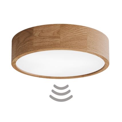 Lámpara de techo con sensor CLEO 3xE27/24W/230V Ø 37,5 cm roble