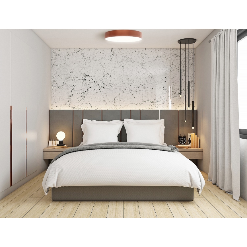 Lámpara de techo con sensor de movimiento y de crepúsculo CLEO 5xE27/24W/230V diámetro 60 cm acabado en cobre