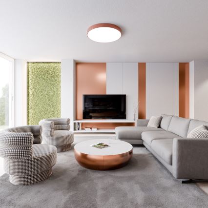 Lámpara de techo con sensor de movimiento y de crepúsculo CLEO 5xE27/24W/230V diámetro 60 cm acabado en cobre