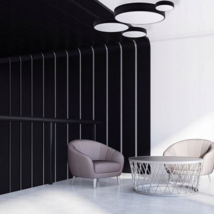 Lámpara de techo CLEO con sensor de movimiento y de crepúsculo 6xE27/24W/230V Ø 80 cm negra