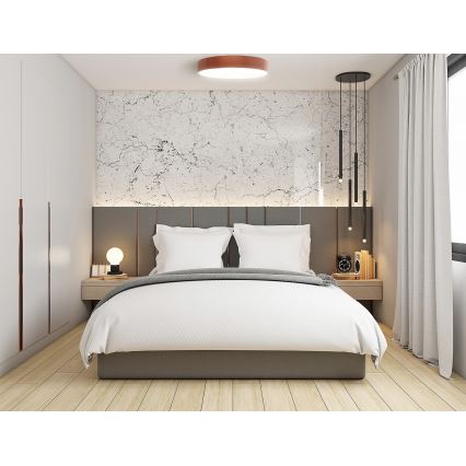 Lámpara de techo CLEO con sensor de movimiento y detector crepuscular 6xE27/24W/230V Ø 80 cm acabado en cobre