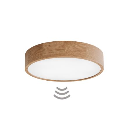 Lámpara de techo con sensor integrado CLEO 4xE27/24W/230V, diámetro 47,5 cm, roble