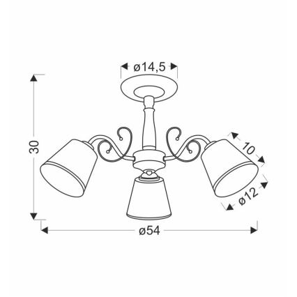 Lámpara de techo con varilla LOSANNA 3xE14/40W/230V latón