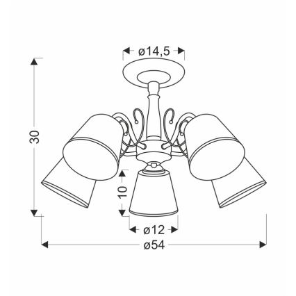 Lámpara de techo con varilla LOSANNA 5xE14/40W/230V latón