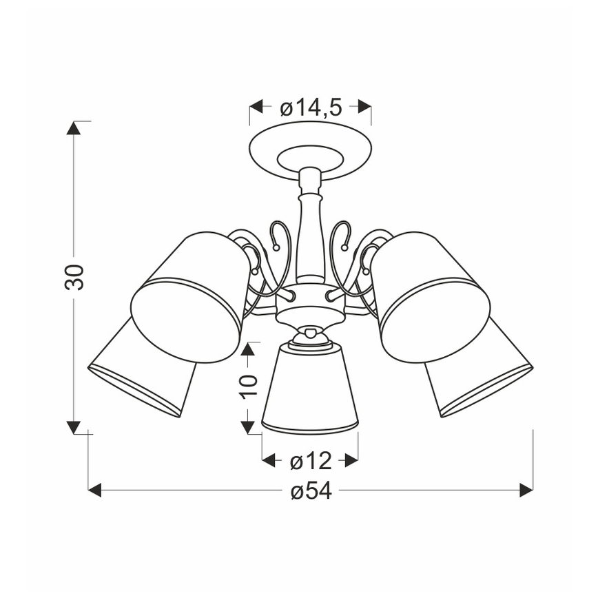 Lámpara de techo con varilla LOSANNA 5xE14/40W/230V latón