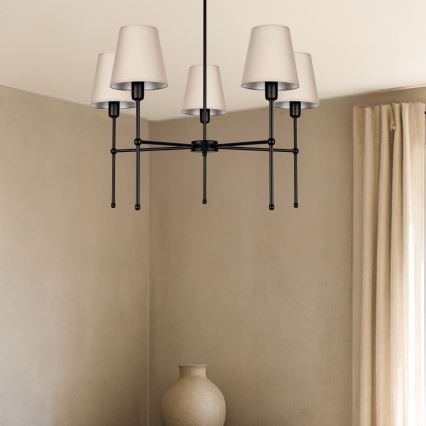 Lámpara de techo con varilla MADELA 5xE14/40W/230V beige/negra