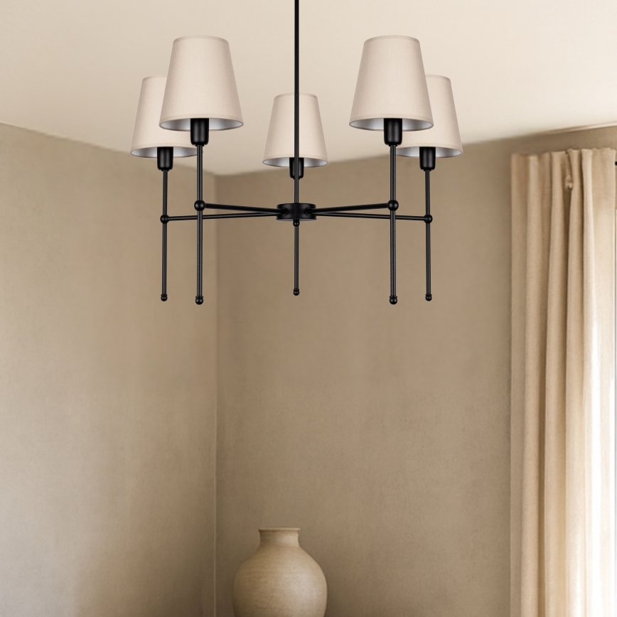 Lámpara de techo con varilla MADELA 5xE14/40W/230V beige/negra