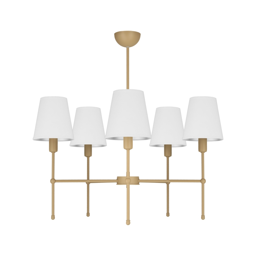 Lámpara de techo con varilla MADELA 5xE14/40W/230V blanca/beige