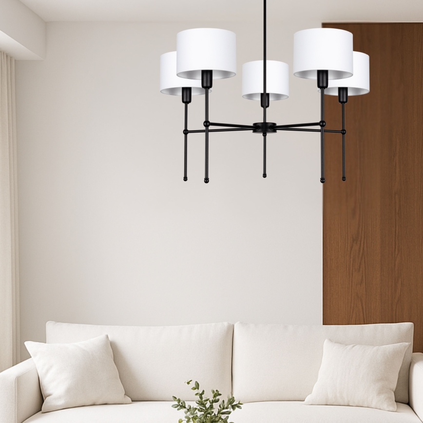 Lámpara de techo con varilla MADELA 5xE14/40W/230V blanca/negra