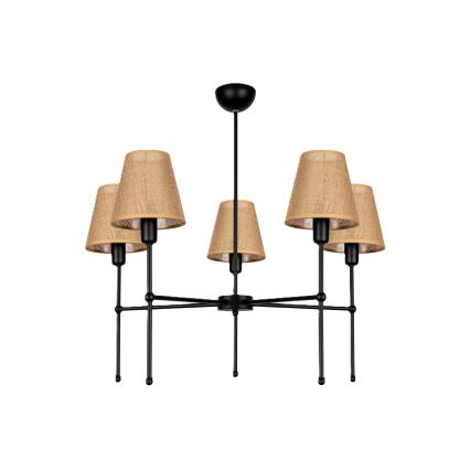 Lámpara de techo con varilla MADELA 5xE14/40W/230V yute/negro
