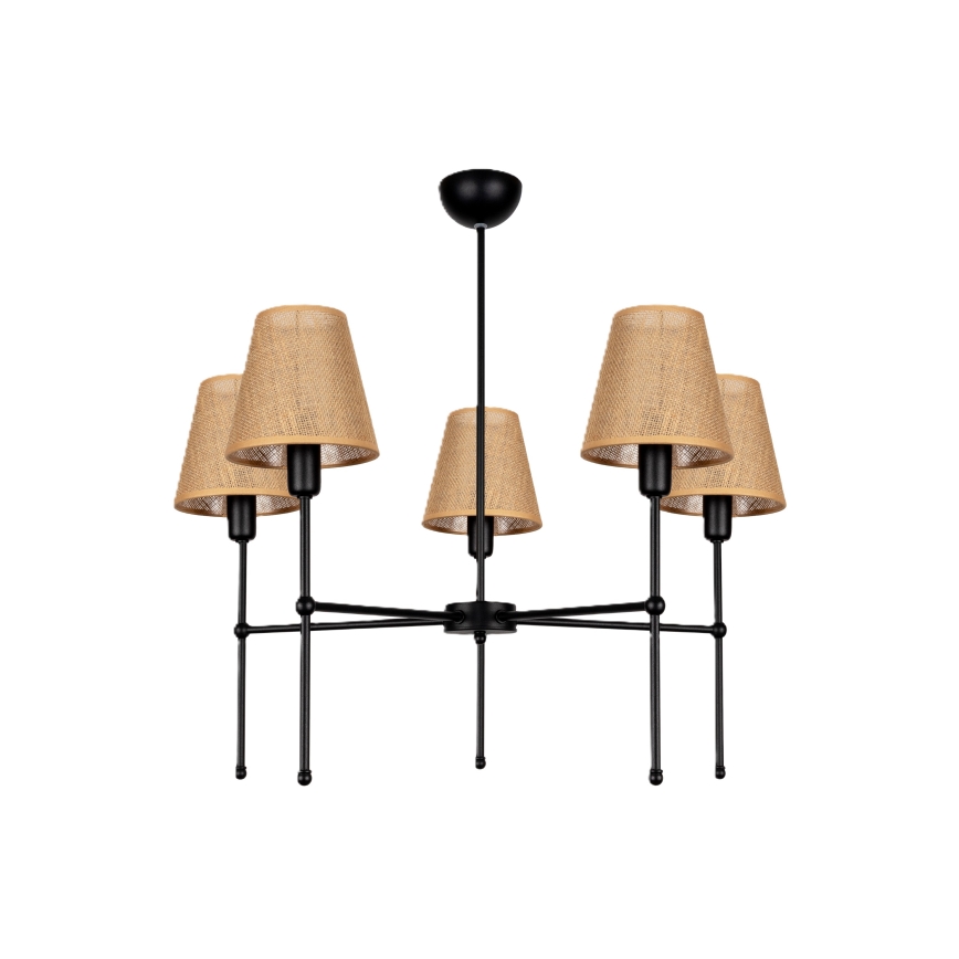Lámpara de techo con varilla MADELA 5xE14/40W/230V yute/negro