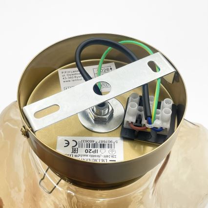 Lámpara de techo CRISTAL 1xE14/15W/230V latón/beige ahumado