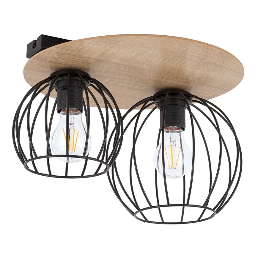 Lámpara de techo CYBER 2xE27/60W/230V madera/negro