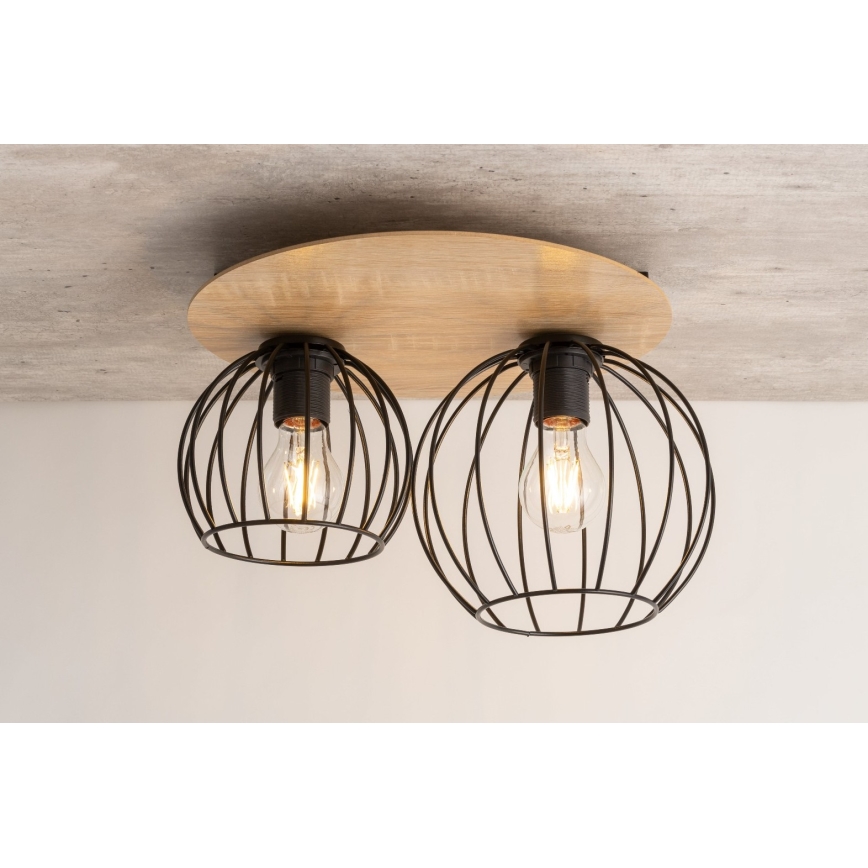 Lámpara de techo CYBER 2xE27/60W/230V madera/negro