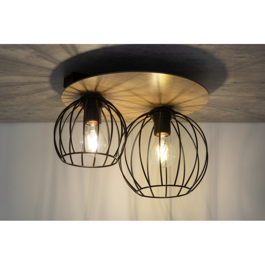 Lámpara de techo CYBER 2xE27/60W/230V madera/negro