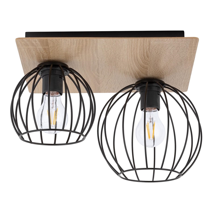 Lámpara de techo CYBER 2xE27/60W/230V madera/negro