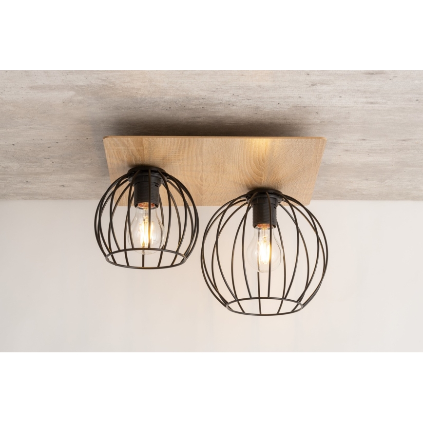 Lámpara de techo CYBER 2xE27/60W/230V madera/negro