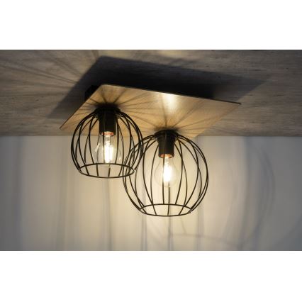 Lámpara de techo CYBER 2xE27/60W/230V madera/negro