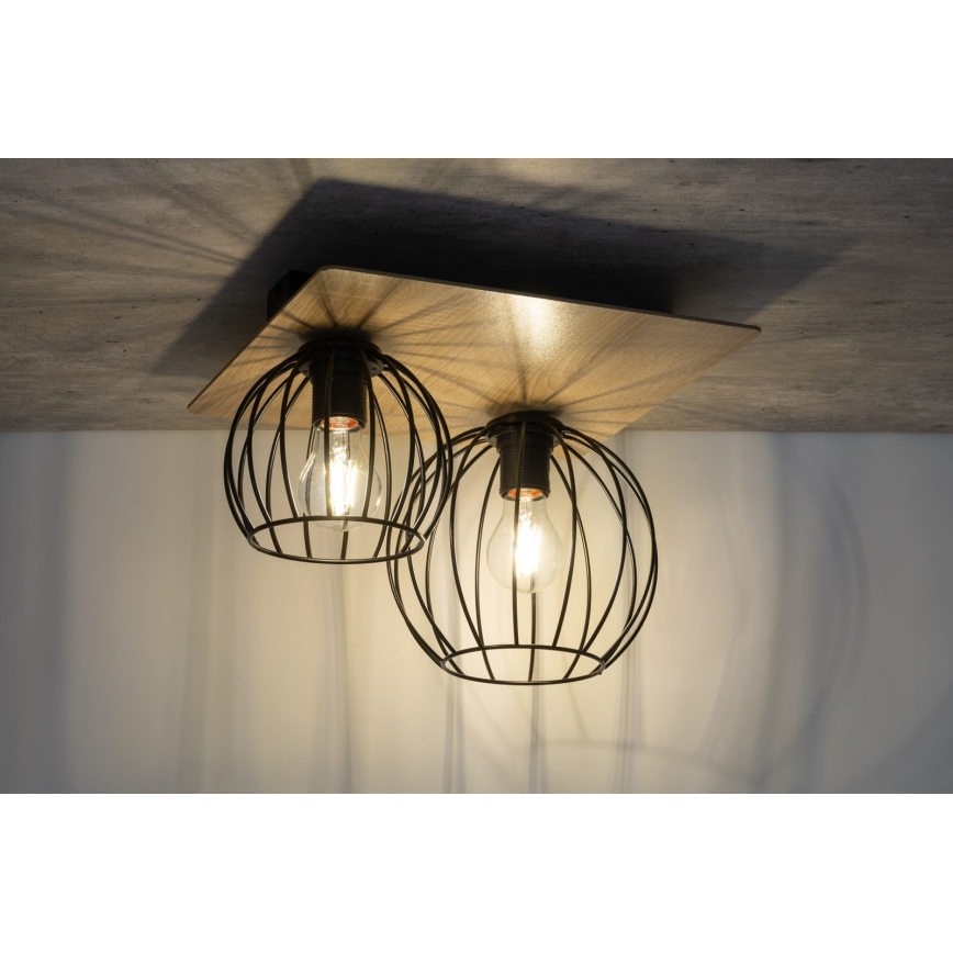 Lámpara de techo CYBER 2xE27/60W/230V madera/negro