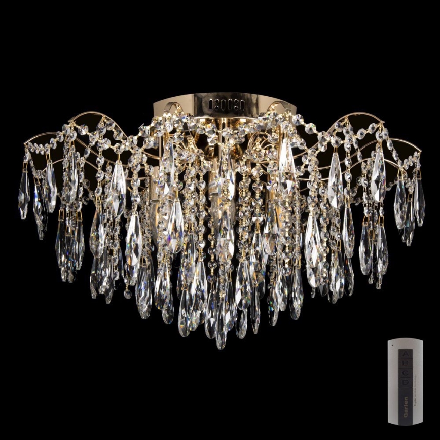 Lámpara de techo de cristal LED 6xE27/60W/230V + 6xLED/3W + mando a distancia