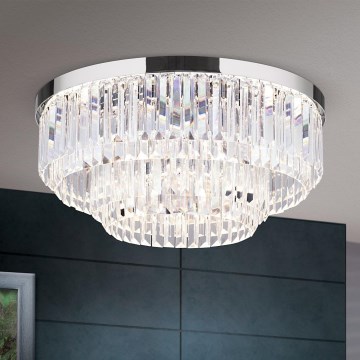 Lámpara de techo de cristal LED regulable PRISM LED/80W/230V diámetro 55 cm cromo brillante