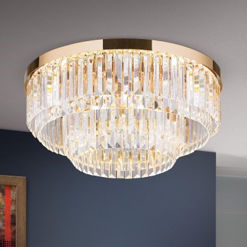Lámpara de techo de cristal regulable LED PRISM LED/80W/230V diámetro 55 cm oro 24K