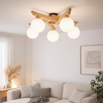 Lámpara de techo de montaje en superficie ANTONIO 5xG9/5W/230V roble/blanco