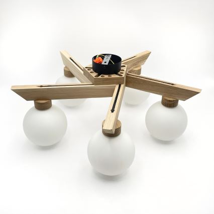 Lámpara de techo de montaje en superficie ANTONIO 5xG9/5W/230V roble/blanco