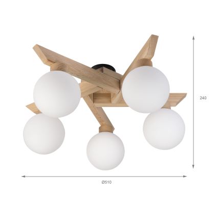 Lámpara de techo de montaje en superficie ANTONIO 5xG9/5W/230V roble/blanco