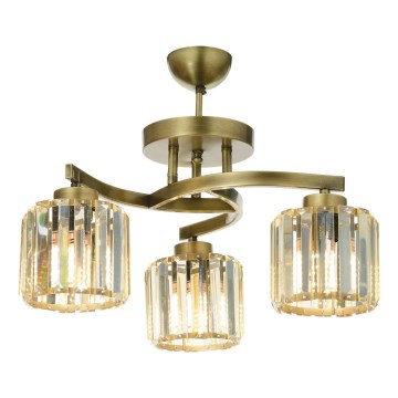 Lámpara de techo de montaje en superficie CRYSTALLINE 3xE27/40W/230V, acabado bronce