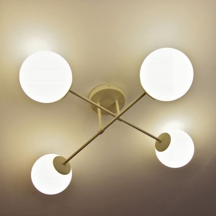 Lámpara de techo de montaje en superficie MOON 4xE27/15W/230V crema