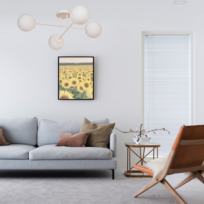 Lámpara de techo de montaje en superficie MOON 4xE27/15W/230V crema