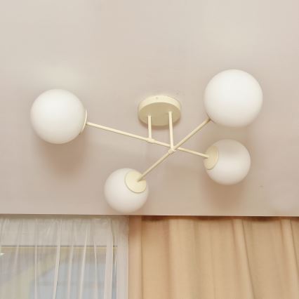 Lámpara de techo de montaje en superficie MOON 4xE27/15W/230V crema